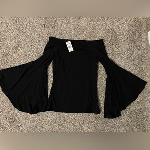 Express off the shoulder top with bell sleeves